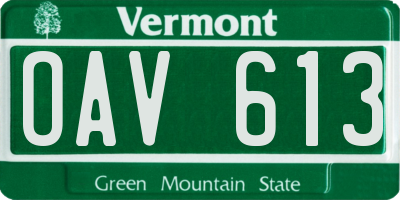 VT license plate OAV613