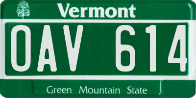 VT license plate OAV614