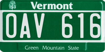 VT license plate OAV616