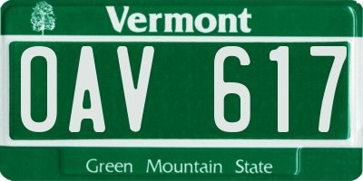 VT license plate OAV617
