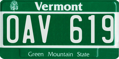 VT license plate OAV619