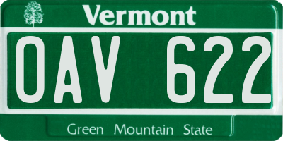 VT license plate OAV622