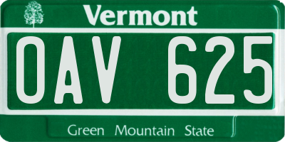 VT license plate OAV625