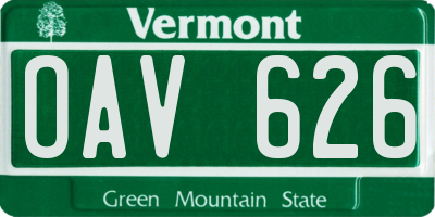 VT license plate OAV626