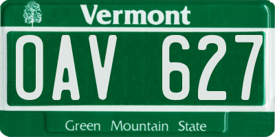 VT license plate OAV627