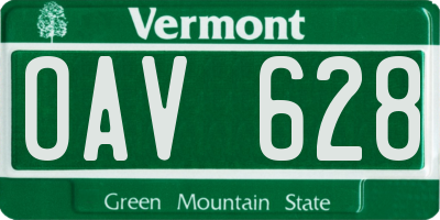 VT license plate OAV628
