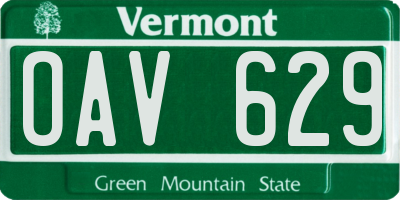 VT license plate OAV629