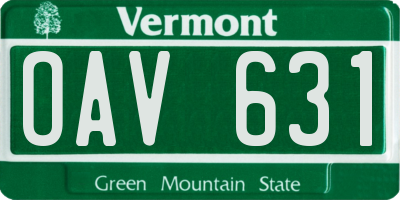 VT license plate OAV631
