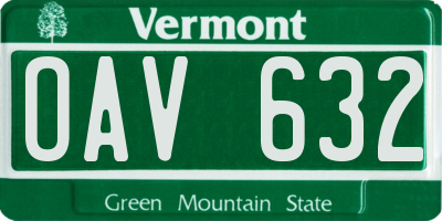 VT license plate OAV632