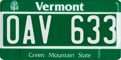 VT license plate OAV633