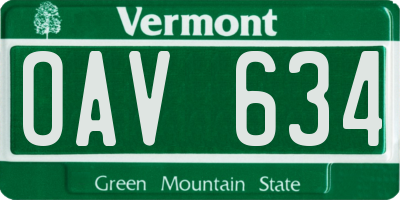 VT license plate OAV634