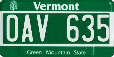 VT license plate OAV635