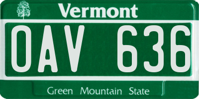VT license plate OAV636
