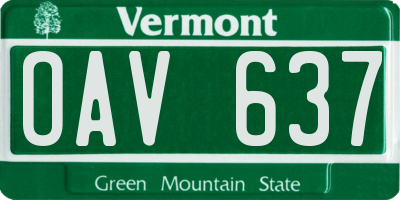VT license plate OAV637