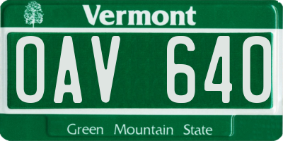 VT license plate OAV640