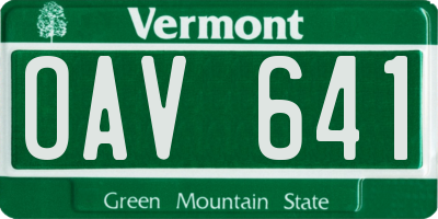 VT license plate OAV641