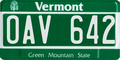 VT license plate OAV642