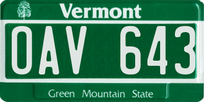 VT license plate OAV643