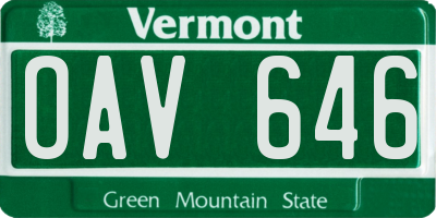 VT license plate OAV646