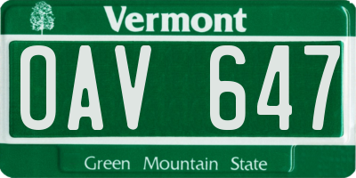 VT license plate OAV647