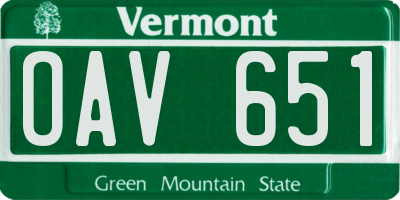VT license plate OAV651