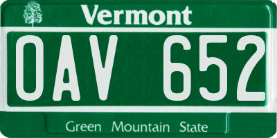VT license plate OAV652
