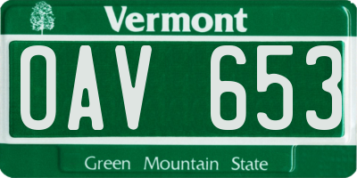 VT license plate OAV653