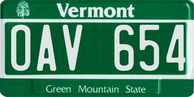 VT license plate OAV654