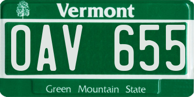 VT license plate OAV655