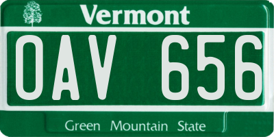 VT license plate OAV656