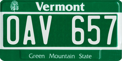 VT license plate OAV657