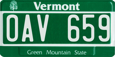 VT license plate OAV659