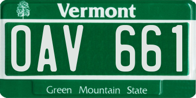 VT license plate OAV661