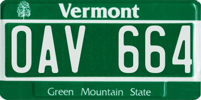 VT license plate OAV664