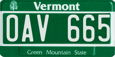 VT license plate OAV665