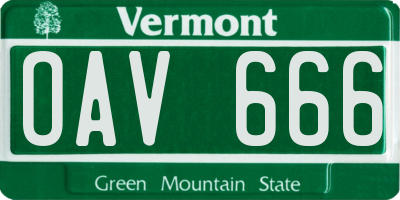 VT license plate OAV666