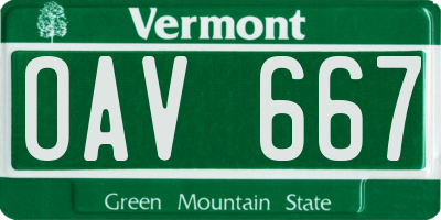 VT license plate OAV667
