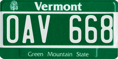 VT license plate OAV668