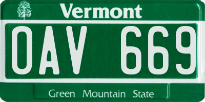 VT license plate OAV669