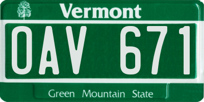VT license plate OAV671