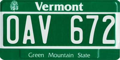 VT license plate OAV672