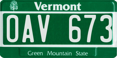 VT license plate OAV673