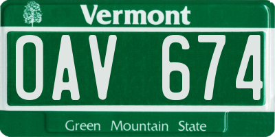 VT license plate OAV674