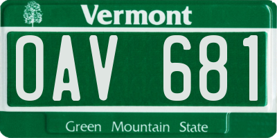 VT license plate OAV681