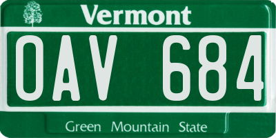 VT license plate OAV684