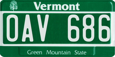 VT license plate OAV686