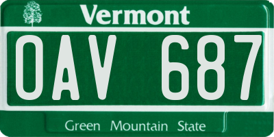 VT license plate OAV687