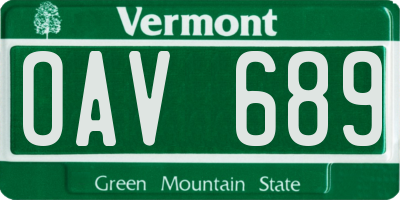 VT license plate OAV689