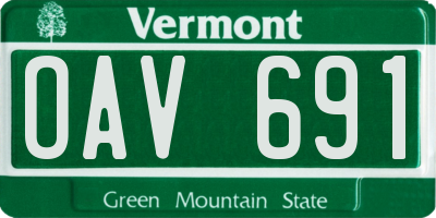 VT license plate OAV691