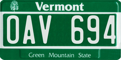 VT license plate OAV694